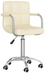 vidaXL Καρέκλα Τραπεζαρίας Περιστρεφόμενη Κρεμ Υφασμάτινη