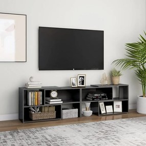 vidaXL Έπιπλο Τηλεόρασης Γυαλιστερό Γκρι 149 x 30 x 52 εκ. Μοριοσανίδα
