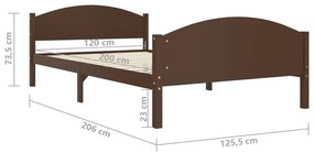 ΠΛΑΙΣΙΟ ΚΡΕΒΑΤΙΟΥ ΣΚΟΥΡΟ ΚΑΦΕ 120X200 ΕΚ. ΑΠΟ ΜΑΣΙΦ ΞΥΛΟ ΠΕΥΚΟΥ 322043