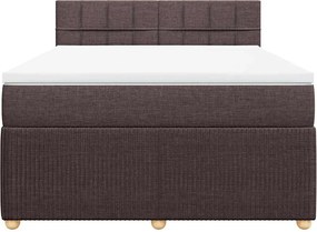 vidaXL Κρεβάτι Boxspring με Στρώμα Σκούρο Καφέ 140x190 εκ. Υφασμάτινο