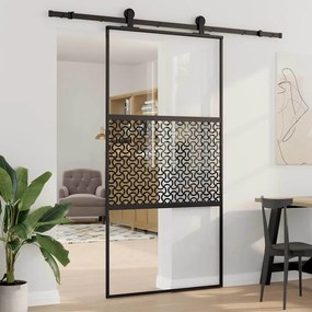 vidaXL Συρόμενη Πόρτα Μαύρο 102.5 x 205 cm Tempered γυαλί, Αλουμίνιο