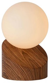 Φωτιστικό Επιτραπέζιο Lucide 45561-01-70 LEN Ξύλο Φυσικό χρώμα (Wood Natural Finish)|Λευκό (White)
