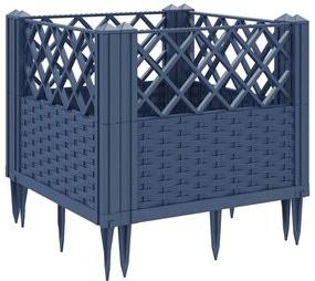 vidaXL Ζαρντινιέρα με Πασσάλους Μπλε Γκρι 43,5x43,5x43,5 εκ. Πολυπροπυλένιο