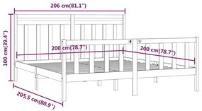 Πλαίσιο Κρεβατιού 200 x 200 εκ. από Μασίφ Ξύλο Πεύκου - Καφέ