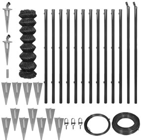 vidaXL Συρματόπλεγμα Περίφραξης Γκρι 0,8 x 25 μ. με Καρφωτές Βάσεις