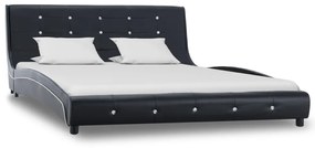 vidaXL Κρεβάτι Μαύρο 140 x 200 εκ. Δερματίνη με Στρώμα Αφρού Μνήμης