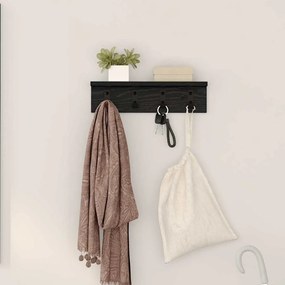 vidaXL Τοίχου Κρεμάστρα με ράφι Μαύρη δρυς 40 x 10.5 x 10.5 εκ