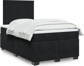 vidaXL Κρεβάτι Boxspring με Στρώμα Μαύρο 120 x 200 εκ. Βελούδινο