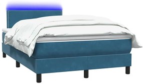 vidaXL Κρεβάτι Boxspring με Στρώμα &amp; LED Σκούρο Μπλε 120x210 εκ. Βελούδινο