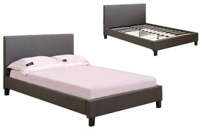 WILTON Κρεβάτι Διπλό, για Στρώμα 150x200cm, PU Σκούρο Καφέ 159x213x89cm