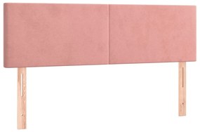 vidaXL Κρεβάτι Boxspring με Στρώμα Ροζ 140x190 εκ. Βελούδινο