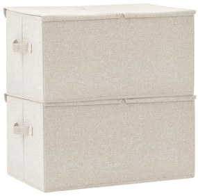vidaXL Κουτιά Αποθήκευσης 2 τεμ. Κρεμ 50 x 30 x 25 εκ. Υφασμάτινα