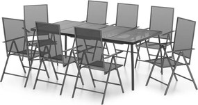 vidaXL Σετ Τραπεζαρίας Κήπου 9 Τεμαχίων Ανθρακί από Ατσάλι