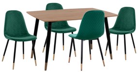 Σετ τραπεζαρίας ALIZA C11196.03 5 τμχ. από MDF TOP - Βελούδο Κυπαρισσί &amp; Μέταλλο Μαύρο 120x80x74 εκ.