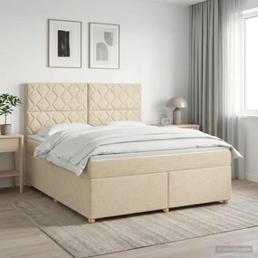 vidaXL Κρεβάτι box spring με στρώμα Κρεμ 160 x 200 cm Ύφασμα