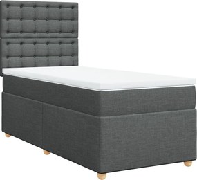 vidaXL Κρεβάτι Boxspring με Στρώμα Σκούρο Γκρι 90x190 εκ. Υφασμάτινο