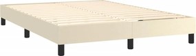 vidaXL Κρεβάτι Boxspring με Στρώμα Κρεμ 140x200εκ. από Συνθετικό Δέρμα