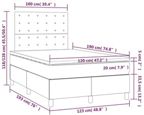 Κρεβάτι Boxspring με Στρώμα Σκούρο Μπλε 120x190 εκ. Βελούδινο - Μπλε