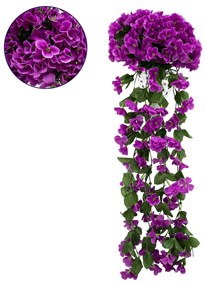 GloboStar® 78051 Τεχνητό Κρεμαστό Φυτό Διακοσμητικών Λουλουδιών με Βιολετί Φλόξ M30 x Υ80 x Π30cm