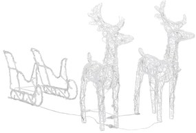 vidaXL Τάρανδοι Χριστουγεννιάτικοι με Έλκηθρο 160 LED 130 εκ. Ακρυλικό