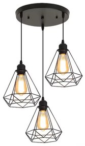 Jabrey three-light ceiling lamp black metal D30x25cm 30x30x100 εκ.