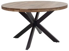 Τραπέζι Bowie pakoworld ξύλο ακακίας φυσικό-πόδι μαύρο 130x130x78εκ - Ξύλο - 223-000023