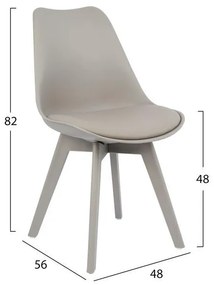 Καρέκλα Vegas Πολυπροπυλενίου-PU-Γκρι 48x56x82 εκ. 4αδα 48x56x82 εκ.