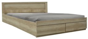 Κρεβάτι ημίδιπλο Olympus pakoworld με συρτάρι castillo-oak 140x200εκ