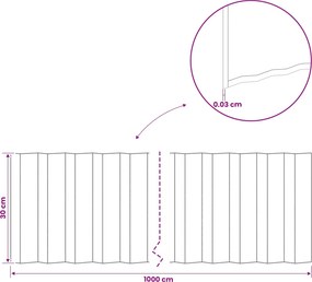vidaxl Περίγραμμα γκαζόν 10 μ x 30 εκ Γαλβανισμένος Χάλυβας Ασημί
