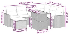 vidaXL Σαλόνι Κήπου Σετ 8 τεμ. Μπεζ Συνθετικό Ρατάν με Μαξιλάρια