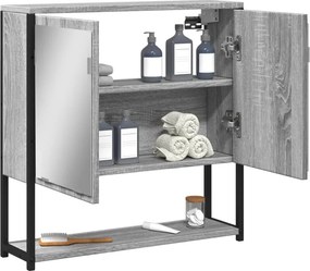 vidaXL Καθρέφτης Μπάνιου Ντουλάπι Γκρι Sonoma 60x16x60 εκ Επεξ. Ξύλο
