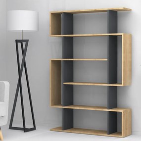 Βιβλιοθήκη μελαμίνης Clint Megapap χρώμα sonoma - ανθρακί 108x25x161εκ.-GP028-0077,1