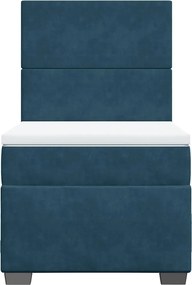 vidaXL Κρεβάτι Boxspring με Στρώμα Μπλε 100x200 εκ. Βελούδινο