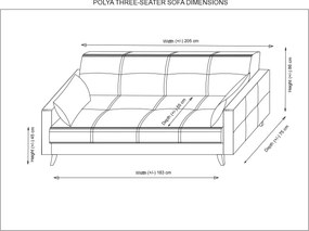 Τριθέσιος Καναπές Κρεβάτι Κεραμιδί POLYA 75x205x86