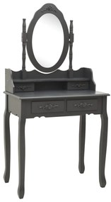 vidaXL Μπουντουάρ με Σκαμπό Γκρι 75 x 69 x 140 εκ. Ξύλο Παυλώνιας