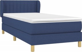 vidaXL Κρεβάτι Boxspring με Στρώμα Μπλε 90x190 εκ.Υφασμάτινο