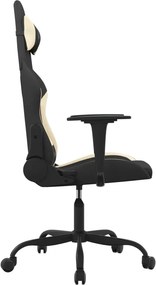 vidaXL Καρέκλα Gaming Μαύρη και Κρεμ Υφασμάτινη