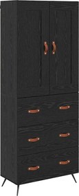 vidaXL Highboard Μαύρη Οξυά 69,5 x 34 x 180 εκ. Επεξεργασμένο Ξύλο