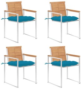 vidaXL Καρέκλες Κήπου 4 τεμ. από Μασίφ Ξύλο Teak με Μαξιλάρια