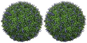 HOMCOM Σετ 2 τεχνητών φυτών σε σχήμα μπάλας, ανθεκτικά στην UV ακτινοβολία, τεχνητά φυτά για εσωτερικό και εξωτερικό χώρο, 42 cm, Πράσινο+Μωβ