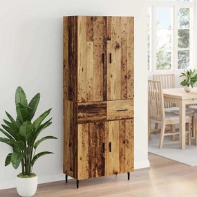vidaXL Highboard με συρτάρι 2 pcs Παλιό Ξύλο Σύνθετο Ξύλο και Γυαλί