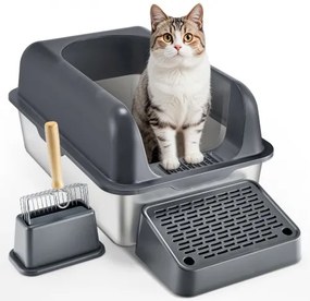 VEVOR 6 in Deep Cat Litter Box Odor-Free Litter Box with Filtering Foot Board