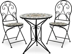 Τραπεζαρία Mosaic pakoworld σετ 3τεμ μέταλλο μαύρο