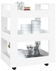 vidaXL Τρόλεϊ Κουζίνας Λευκό 60 x 45 x 80 εκ. από Επεξεργασμένο Ξύλο