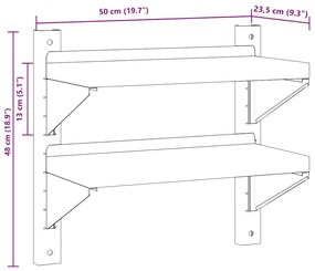 ΡΑΦΙ ΤΟΙΧΟΥ 2 ΕΠΙΠ. ΑΣΗΜΙ 50X23,5X60 ΕΚ. ΑΝΟΞΕΙΔΩΤΟ ΑΤΣΑΛΙ 30317