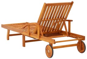 vidaXL Ξαπλώστρα Κήπου με Τραπεζάκι από Μασίφ Ξύλο Ακακίας &amp; Μαξιλάρι