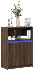 vidaXL Ντουλάπι με Φώτα LED Καφέ Δρυς 72x34x100 εκ. Επεξεργασμένο Ξύλο