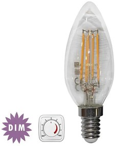 Adeleq Led Λάμπα Cog Κεράκι Διάφανο Ε14 4W Ντιμαριζόμενο Ψυχρό 13-140409