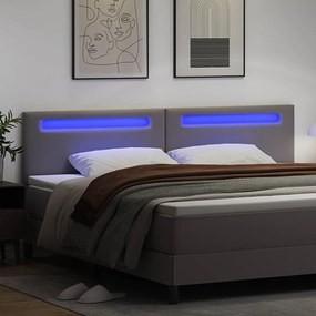 vidaXL LED κεφαλάρι Γκρι 200 cm Τεχνητό Δέρμα