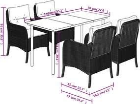 vidaXL Σετ Τραπεζαρίας Κήπου 5 τεμ. Αν. Γκρι Συνθ. Ρατάν με Μαξιλάρια